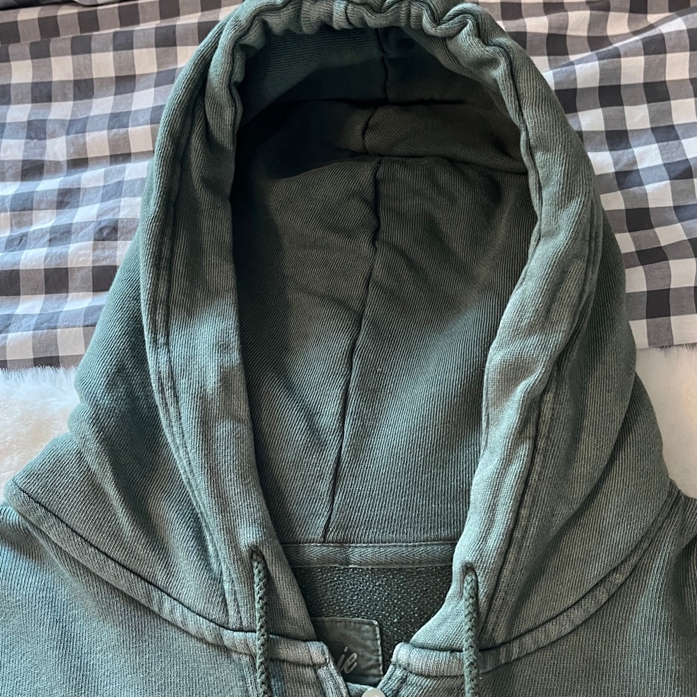 AERIE Oversized Beach Weekend Pullover Henley Hoodie in Forest Green Size Small - Picture 10 of 16